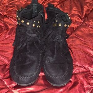 Women short bootie fringe boots